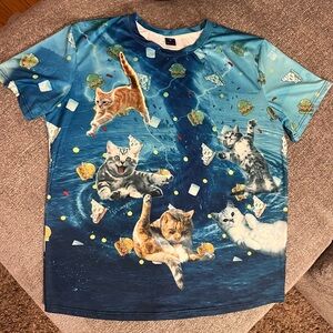 Playful Cats Men’s Blue T-Shirt